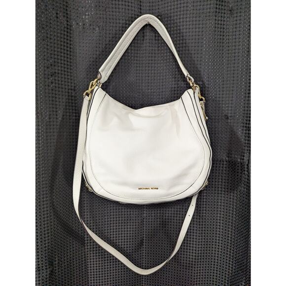 MICHAEL KORS! WHITE GENUINE PEBBLED LEATHER PURSE, HANDBAG, CROSSBODY, BAG! - Picture 7 of 11